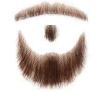 1pc Fausse Barbe, Cheveux Humains Invisibles respirés de Barbe réaliste, Fausse Moustache Brune pour Les Hommes habillés de Costume Cosplay Halloween.