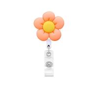 1pc Fleur Rétractable Infirmière Poitrine Badge Bobine Clip De Fixation Étudiants Médecin Travail Carte D'IDENTITÉ Pour Porte-Carte, Porte-Badge(Orange)