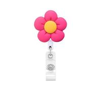 1pc Fleur Rétractable Infirmière Poitrine Badge Bobine Clip De Fixation Étudiants Médecin Travail Carte D'IDENTITÉ Pour Porte-Carte, Porte-Badge(Rose Red)