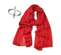 1Pc Foulard en soie rouge, 1Pc Boucle d’écharpe en soie, Sarong de couleur unie, Écharpe en soie rétro élégante, Châle en mousseline de soie pour dames, Écharpe respirante en mousseline de soie