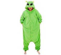 1pc grenouillère Adulte Une pièce Mignon Dessin animé Alien Costume étranger Respirant Un Pyjamas de grenouilleur Chaud avec Une grenouillère édentée pour Femmes Hommes Halloween m.