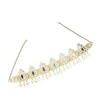 1pc Hair Accessories Gold Color Tassel Hair Chain Wedding Women Crown Wedding Head Ornament pour les occasions spéciales et les festivals(Red green)
