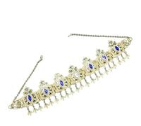 1pc Hair Accessories Gold Color Tassel Hair Chain Wedding Women Crown Wedding Head Ornament pour les occasions spéciales et les festivals(BLUE)
