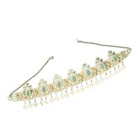 1pc Hair Accessories Gold Color Tassel Hair Chain Wedding Women Crown Wedding Head Ornament pour les occasions spéciales et les festivals(Green)