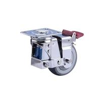 1pc Heavy Duty 3" 4" 5" Dual Springs Caster Castor Rotating Swivel Spring-loaded Shock Absorber Flat Wheel Brake(4 Universal Brake)
