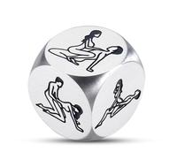 1PC Hexahedron Dices Boyfriend Day Gifts from Girlfriend Stuffers for Women Love Decision Dice for Couple - Silver Stainless Steel Dice - Position Dices Adult Party Gifts for Husband Wife