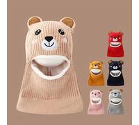 1pc hiver dessin animé Animal tricot chapeau avec oreillettes pour garçons, capuche doublée thermique en Polyester, casquette chaude de randonnée en plein air de noël style 2