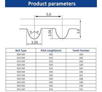 1pc HTD 5M Courroie De Distribution 900 910 915 920 925 930 935 940 945 950 955mm Largeur 10 15 20 25 30mm Caoutchouc Boucle Fermée Courroie Synchrone(935mm,15mm)