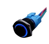 1PC Industrial switches, 16mm 19mm 22mm Black On Off Metal Button Switch, with Socket 5V 12V 220V/812(Red,19MM-MOMENTARY-12-24V)