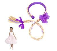 1pc kids givepiece Princess Elsa Long Wig Cosplay Traided Wig Hairband ACCESSOIRES ACCESSOIRES CHEAUX TREDÉES POUR KIDS GIRLS (PURPLE)
