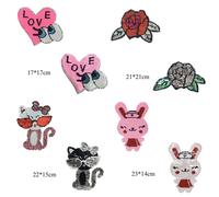 1pc Lapin Coeur Oeil Pivoine Chat Réversible Paillettes Coudre Sur Changement Couleur Patchs Pour Vêtements Applique Sac Vêtements Manteau Artisanat