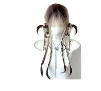 1pc Long Body Wave Black And Gray Ombre Cosplay Wigs Heat Resistant Synthetic Bangs Natural Lolita For Women Halloween(4)