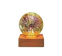 1pc Lumineux LED Boule de Cristal Lampe Romantique Ciel étoilé veilleuse lumière de Chevet avec Socle en Bois Boule de Verre Boule de Neige, Feux d'artifice