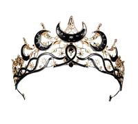 1pc Moon Tiara Queen Crown For Women Star Headpiece Vintage Weddings Elegant Party pour Mariages(Gold and Black)