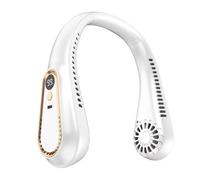 1pc Neckbreeze Portable Bladeless Neck Fan - Neck Breeze Fan 5 Wind Speeds, Digital Display, Rechargeable, USB Powered, Super Technology, Ideal For Outdoor Sports And Hot Summer Days 0705(Blanc)