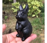 1pc Obsidian Rabbit Figurine Crystals Carved Statue Animal Home Ornament Art Collectible Gift Decoration Decor Gemstone Stone