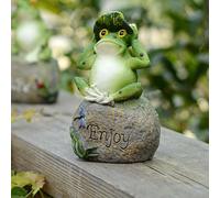 1PC Peace Hope Profitez des grenouilles fées Statues de jardin Art Figures Outdoor Patio Ornament - 2