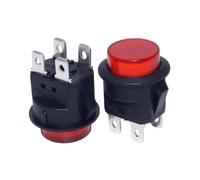 1pc red button 4 pin terminals button switch Self locking manual reset with cover/cap