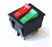1PC Red Light Lamp Double SPST ON/OFF Two Position 2 Gang Boat Rocker Switch 6 Pin Push Button Switches NWPNLXEA(1 UK)