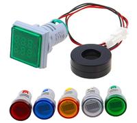 1pc Rond LED Double Affichage AC Amp Volt Ampèremètre Voltmètre Ampèremètre Numérique Tension Courant Ampèremètre Indicateur 60-500V 220V 100A(Blue,AC 500V 100A_ROUND)