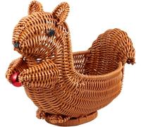1pc Rotin Écureuil Corbeille Fruits Corbeille Paniers De Noël Plat De Bonbons Bol De Fruits Paniers Écureuil Osier Panier à Pain Haut Organisateur Animal Fruit Bol Étiquette D, Brown