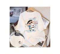 1pc round-neck T-shirt with Crayon Shin-chan cartoon pattern printing, 100% cotton KOMFORT & SICHERHEIT - Das Kinder-T-Shirt aus 100 % Baumwolle bietet höchsten Tragekomfort und Sicherheit für Ihre Ki
