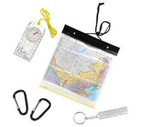 1pc Sac de Carte étanche avec sifflet de Survie et Boussole d'orientation avec 2 mousquetons, Ensemble de Trekking en Plein air pour L'Aventure, la randonnée, l'alpinisme