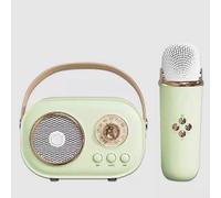 (1pc Speaker,Green)Bluetooth Speaker With 1-2 Wireless Microphone Support Karaoke TF Card FM Play HIFI Bass Handsfree Call Children's Birthday Gift