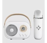 (1pc Speaker,White)Bluetooth Speaker With 1-2 Wireless Microphone Support Karaoke TF Card FM Play HIFI Bass Handsfree Call Children's Birthday Gift