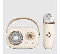 (1pc Speaker,Yellow)Bluetooth Speaker With 1-2 Wireless Microphone Support Karaoke TF Card FM Play HIFI Bass Handsfree Call Children's Birthday Gift