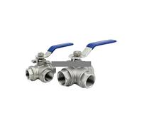 1PC SS304 Stainless Steel Three-Way Ball Valve 1-1/4" BSPT Female Thread L Port Full Port DN32 YZWRWRMKTB