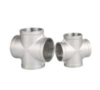 1pc Stainless Steel 304 3/8 1/2 3/4 1 1-1/4 1-1/2 2 inch Female BSP Thread Pipe Fitting 4 way Equal Cross Connector SS304(1-1/2") Plumbing Fittings