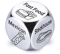 1PC Stainless Steel Hexahedron Food Decision Metal Food Dice Game for Couples Girlfriend Boyfriend Wife Husband on Anniversary Valentines Funny Gifts for Him Her