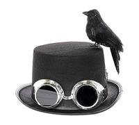 1pc steampunk top chapeau avec corbeau et verres décoratifs, capuchon de cosplay halloween rétro unisexe pour la fête, photographie, chapeau Steampunk, accessoires