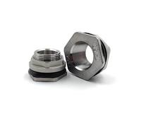 1pc SUS304 Stainless Steel External Bulkhead DN50 2" BSP Internal Thread Joint Water Tank Joint Connector Adapter HZZGMANCAJ