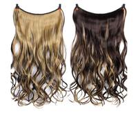 1pc Synthetic Hair Extension 24 Inch Curly Natural Black Red Brown Blonde Hairpieces With Fish Line Wavy False Piece(33)