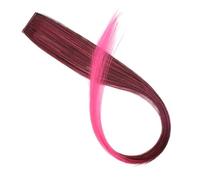 1pc Synthetic Hair Extension Long Straight Clip In Fake Hairpieces Clip-in One Piece Pink Black(58H)