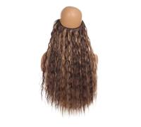 1pc Synthetic Hair Extensions No Clip In Artificial Natural Fake Hairpiece Blonde Red Black Curly Women's False Piece Extension(W106,22inches)