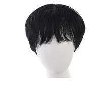 1pc Synthetic Wigs For Men Broken Cap 10cm Short Straight Hair Slightly Curly Silver White Wig Ponytail Cosplay Christmas Gifts(Black)