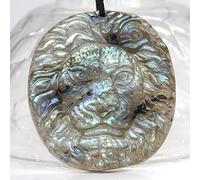 1pc tête de Lion pendentif naturel oeil de tigre pierres sculptées à la main Labradorite cristal Statue bijoux à bricoler soi-même faisant collier Pierres naturelles et minéraux ( Color : Labradorite