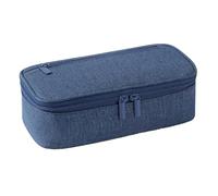 1PC Trousse À Crayons Grande Capacité À Fermeture Éclair avec Compartiment Multifonction en Toile Oxford pour Élèves Collège Étudiants Bureau Garçon Et Fille Adolescent (Bleu Marine)