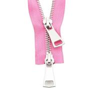 1pc Two-Way Zip Jacket Metal Zipper Double Slider DIY Clothing Garment Replacement Handmade Supplies Way Open Ended(Pink,70 cm)