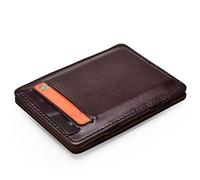 1PC Ultra Mince PU Cuir Femmes Hommes Portefeuilles Poche Monnaie Pochette Portefeuilles Fibre Slim Carbone Carte Embrayage Z9Y6 Cas Sacs à main, marron, Upright