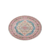 1pc Vintage Flowers Pattern Living Room Round Carpet Ethnic Style Area Rug Soft Non-Slip Floor Decor(1,40x40cm)