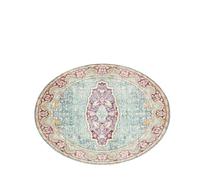 1pc Vintage Flowers Pattern Living Room Round Carpet Ethnic Style Area Rug Soft Non-Slip Floor Decor(2,40x40cm)