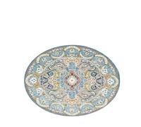 1pc Vintage Flowers Pattern Living Room Round Carpet Ethnic Style Area Rug Soft Non-Slip Floor Decor(3,40x40cm)
