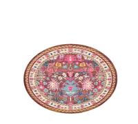 1pc Vintage Flowers Pattern Living Room Round Carpet Ethnic Style Area Rug Soft Non-Slip Floor Decor(4,40x40cm)
