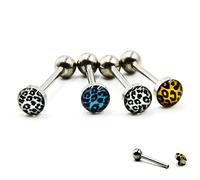 1Pc vis ajustement filetage interne léopard Logo langue haltère anneau goujons barres Piercing bijoux de corps 14gC'est beau et facile à utiliser.