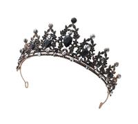 1pc Women Princess Crown Hair Accessory Simple Birthday Party Photography Jewelry Decoration Bar Mitzvah Headband pour Mariages(Black)