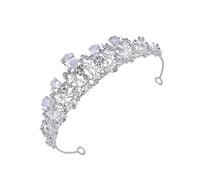 1pc Zircon Children's Crown Kids Tiara Girl Girl Couffe-Téléchange décorative petite fille Tiara Silver Bride Wedding Hair Piece, Rignestone, Zircon